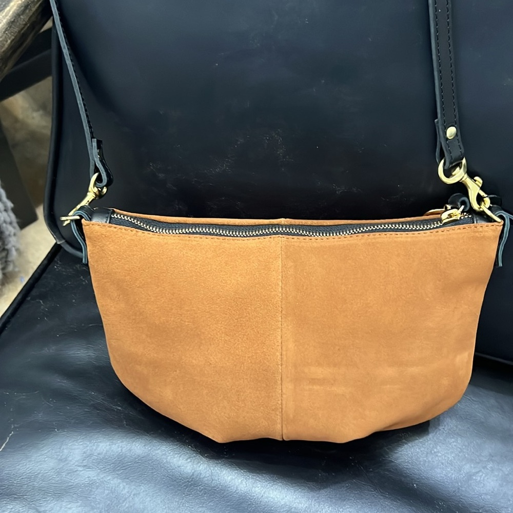 Clare V Petit Moyen Messenger - Suede Chestnut Like New